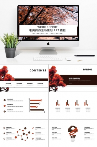 秋色唯美简约活动策划PPT模板