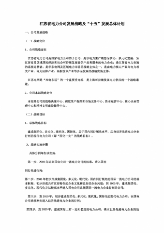 公司发展战略及“十五”发展总体计划