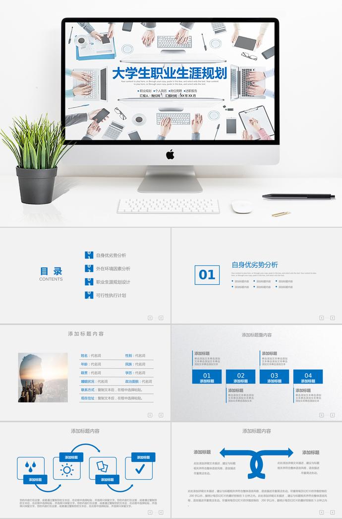 简约商务风大学生职业生涯规划