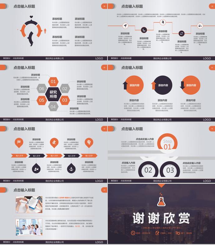 橙色系化工化学制药毕业答辩PPT模板-4