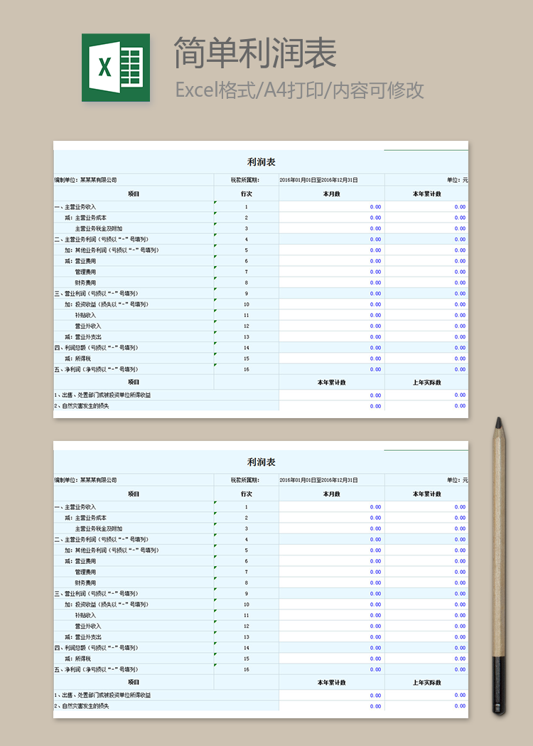 简单利润表