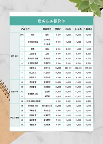 财务业务报价单
