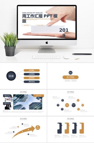 蓝金色政府工作周汇报