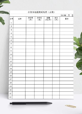 农贸市场蔬菜采购表