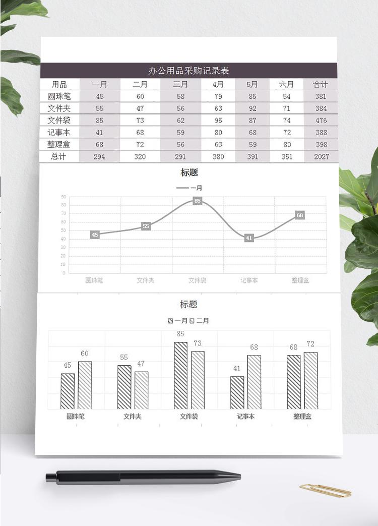 办公用品采购记录表模板