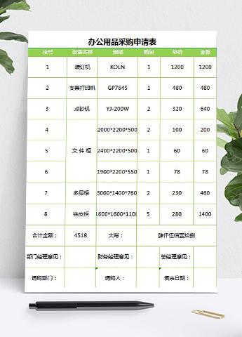 办公用品采购申请表模板