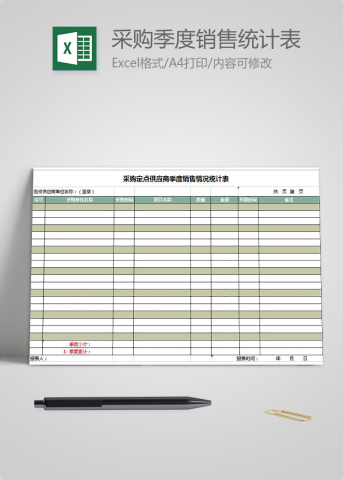 采购季度销售统计表