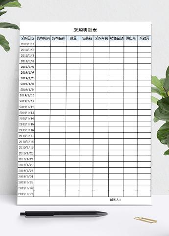 采购明细表模板