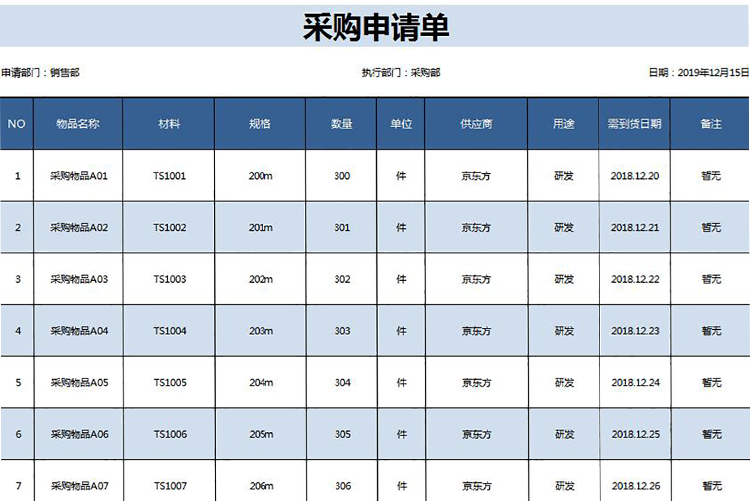 采购申请单表格模板-1