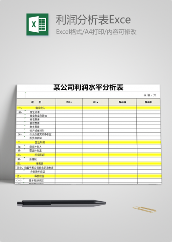 公司利润分析表Excel模板