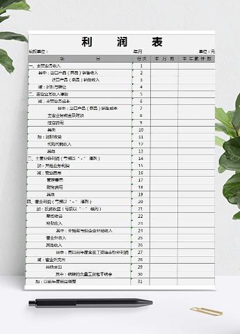 灰色一般企业利润详细表模板