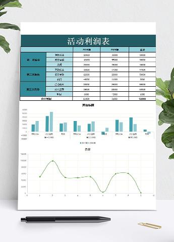 蓝色活动利润表Excel模板