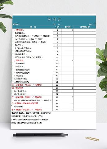 绿色风格一般企业通用利润表模板