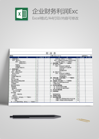 企业财务利润表Excel模板