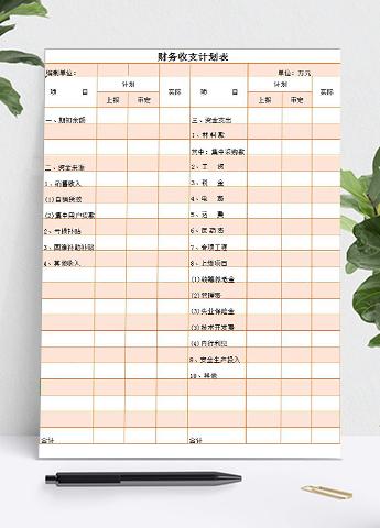 粉色财务收支计划表