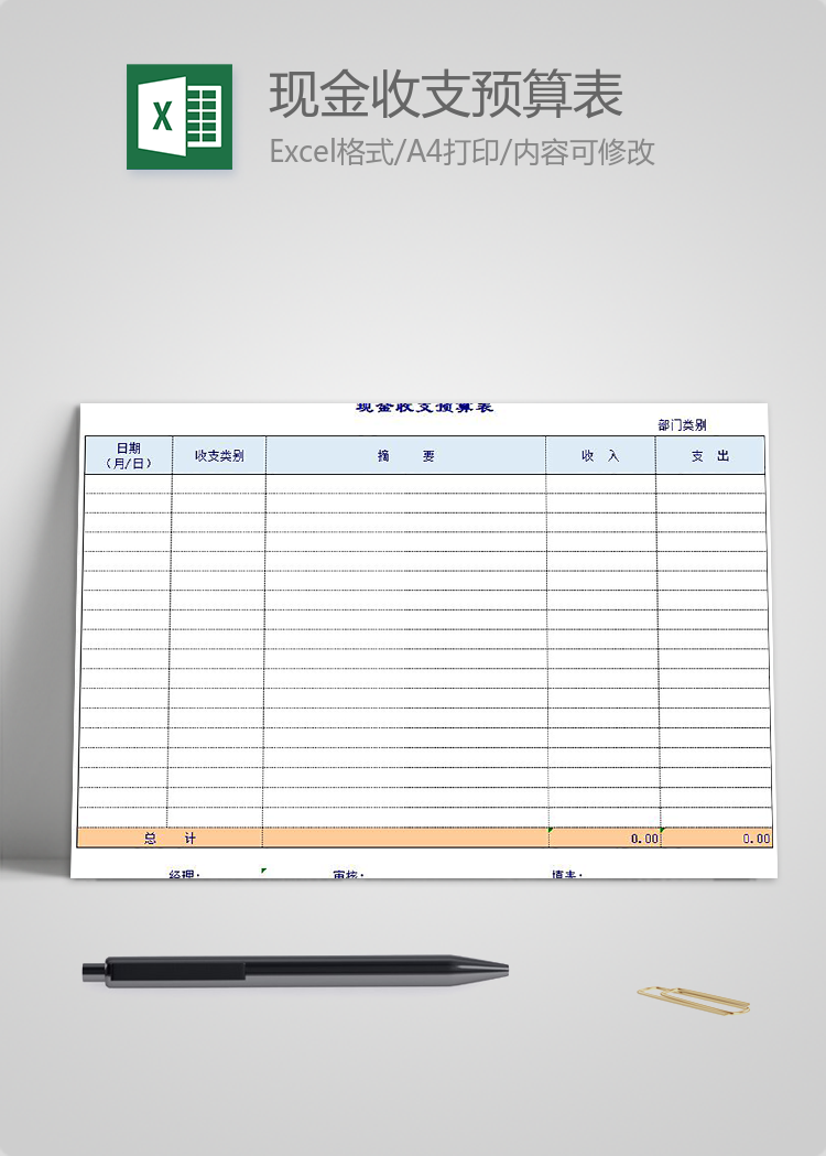 简洁现金收支预算表
