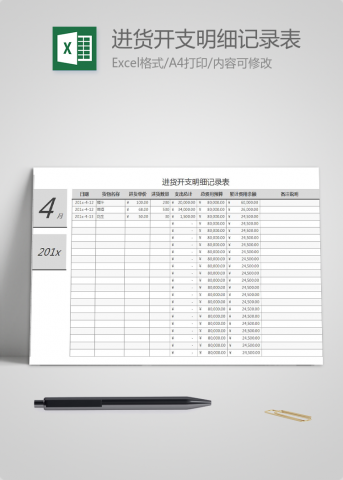 进货开支明细记录表