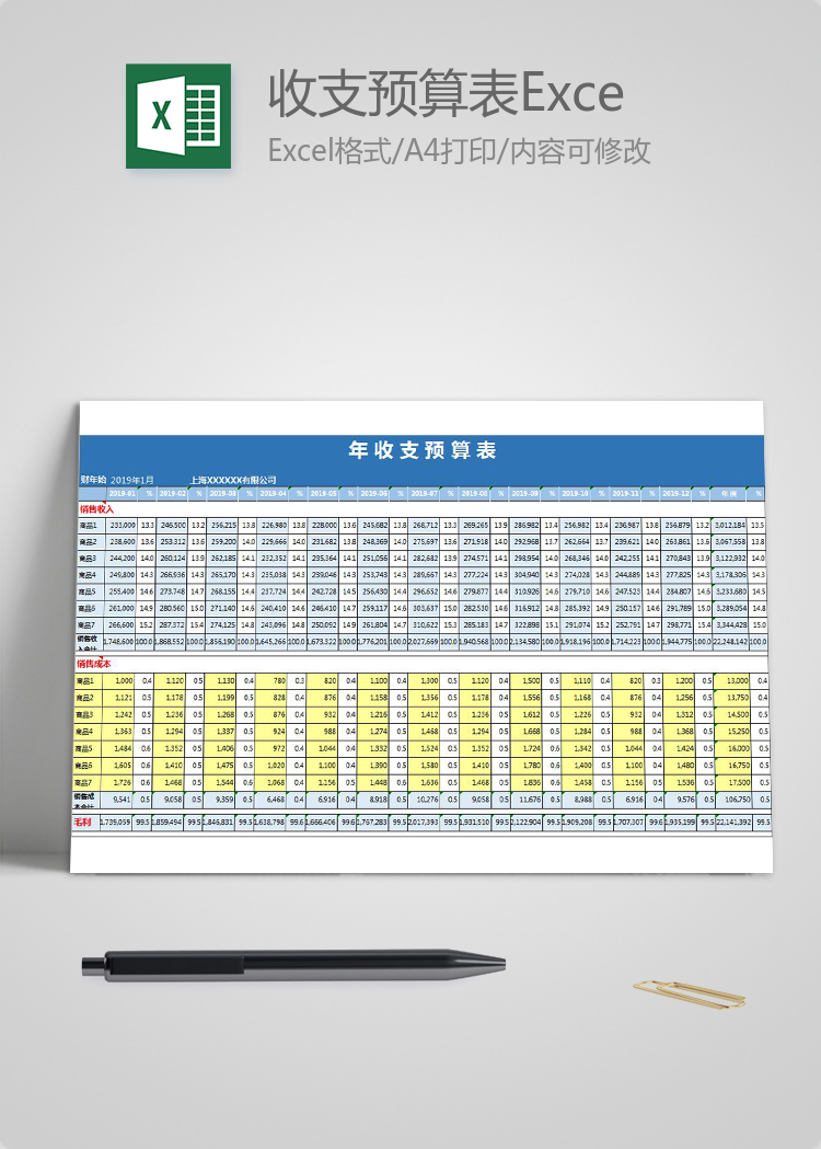 年收支预算表Excel模板