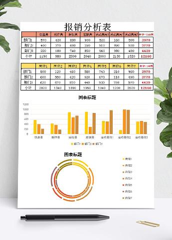 金黄色风报销分析表Excel模板