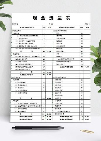 简约常用现金流量表excel模版