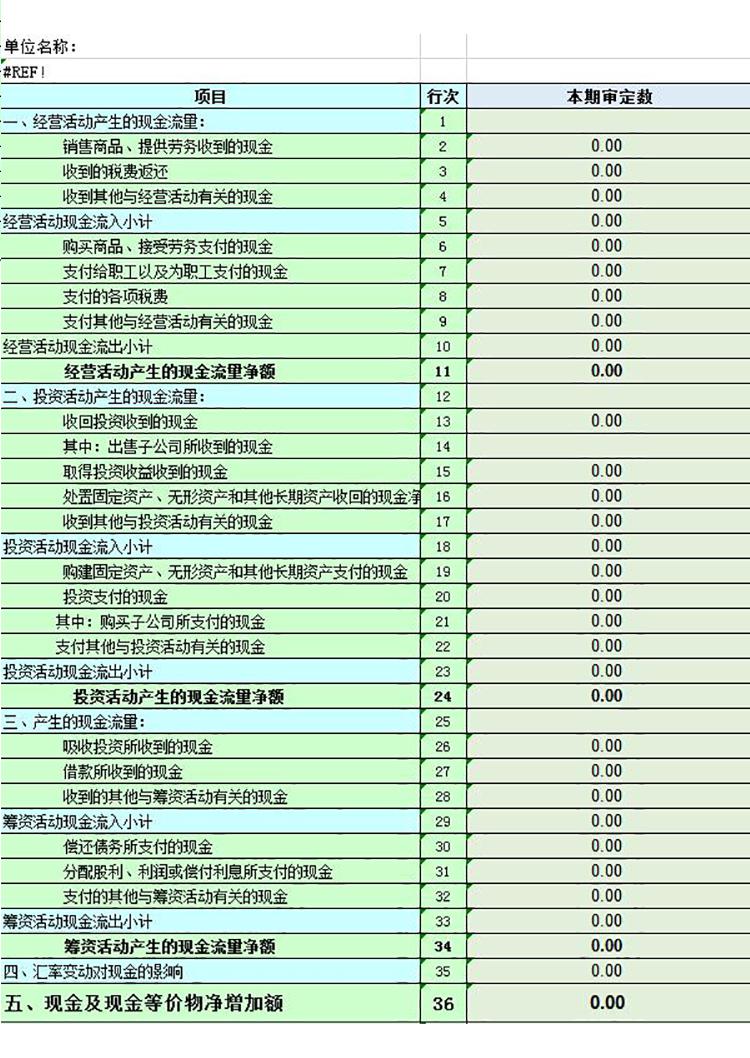 浅绿现金流量统计汇总表Excel模板-1