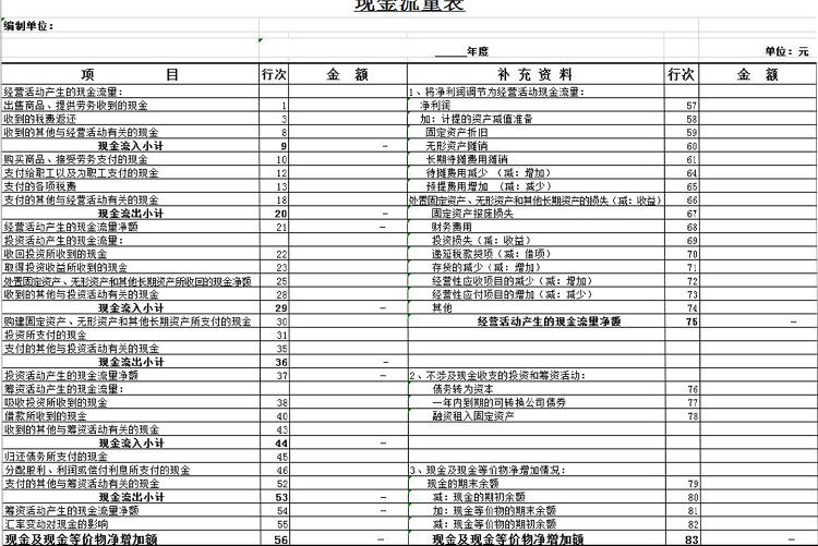 项目现金流量记录表Excel模板-1