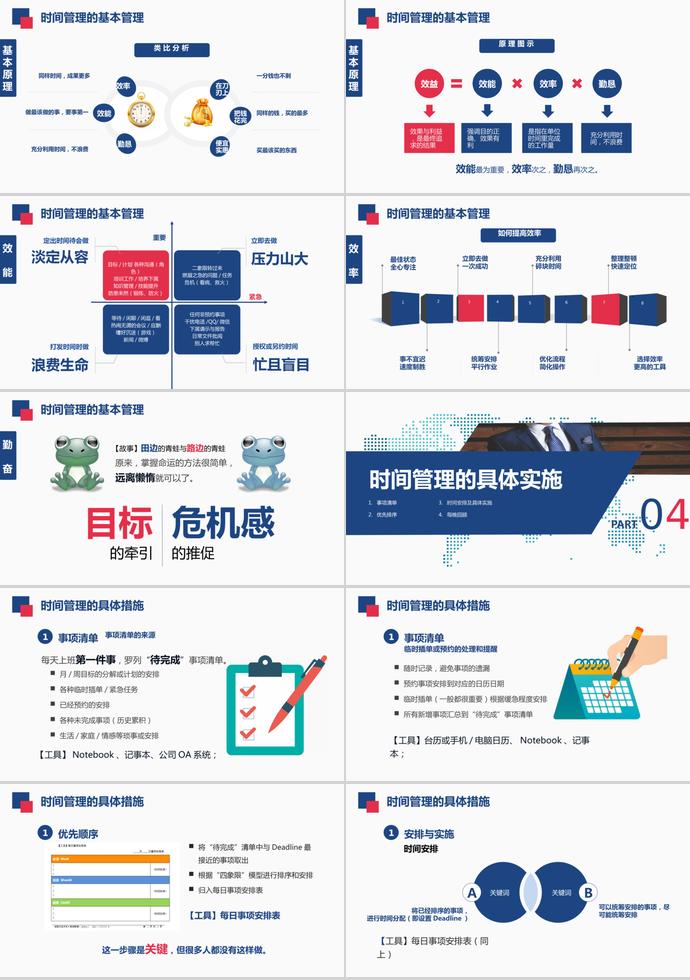 墨蓝简约风企业员工培训之时间管理技能培训PPT模板-2