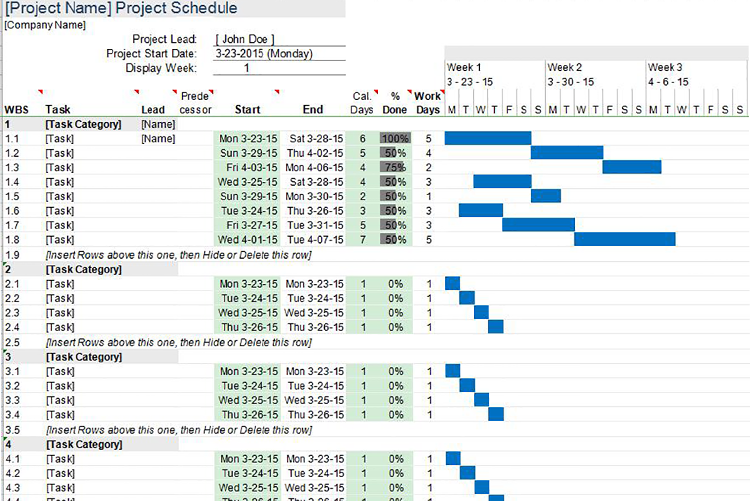 青绿风格甘特图计划表Excel模板-1