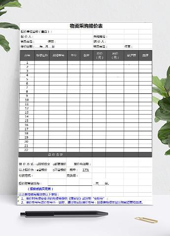 物资采购报价表模板