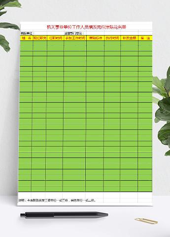 机关事业单位工资表岗位津贴花名册