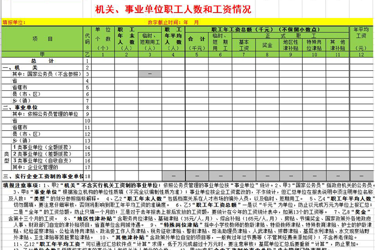 机关事业单位工资表职工人数-1