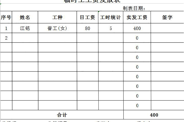 临时工工资表excel模板-1