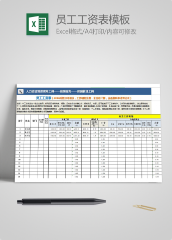 员工工资表模板（新税率，全自动）
