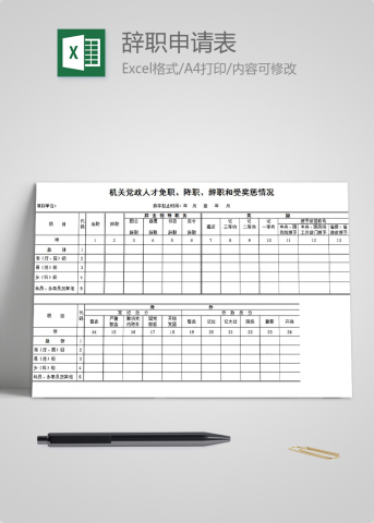 机关党政人才免职、降职、辞职申请表