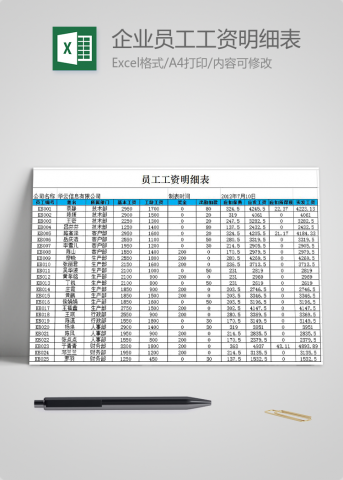 企业员工工资明细表