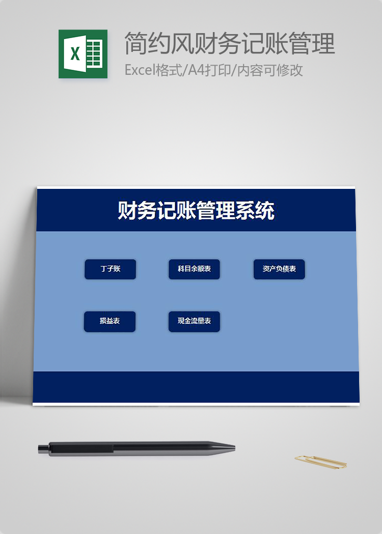 简约风财务记账管理系统模板