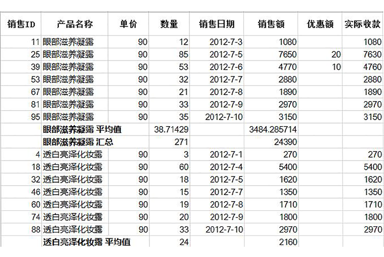 分类汇总销售记录表Excel模板-1