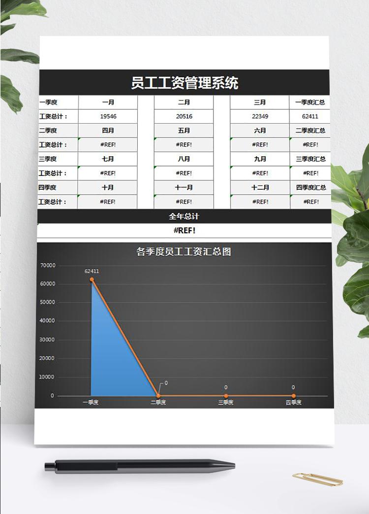 黑色系员工工资管理系统excel表格