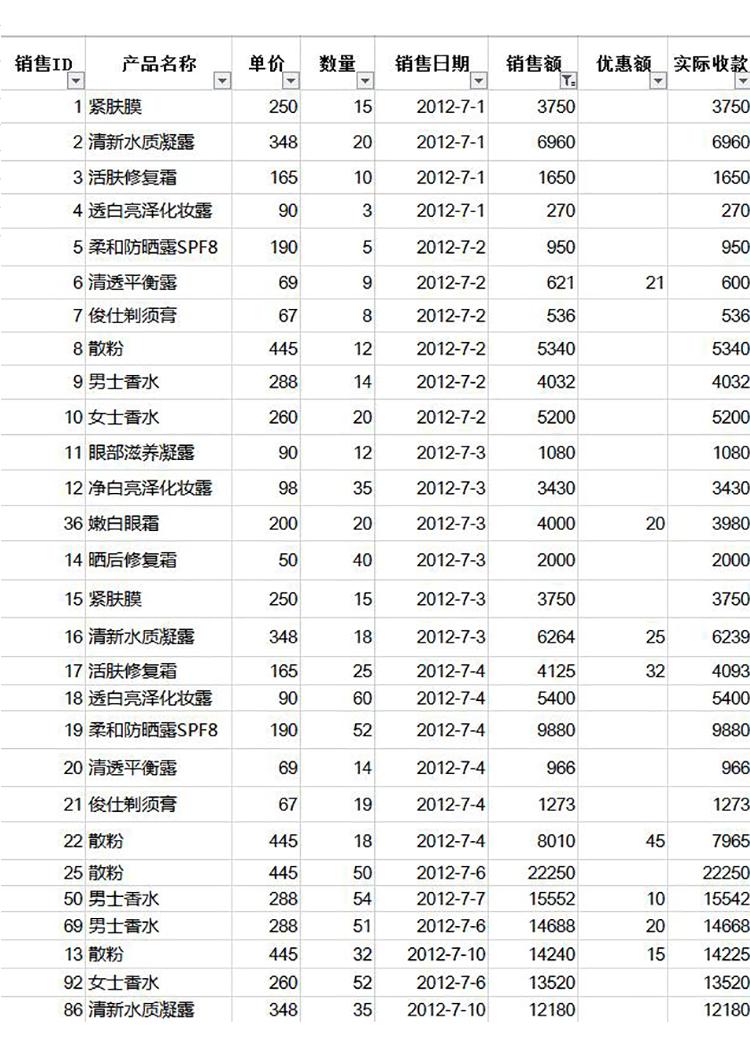 自定义筛选销售记录表模板-1