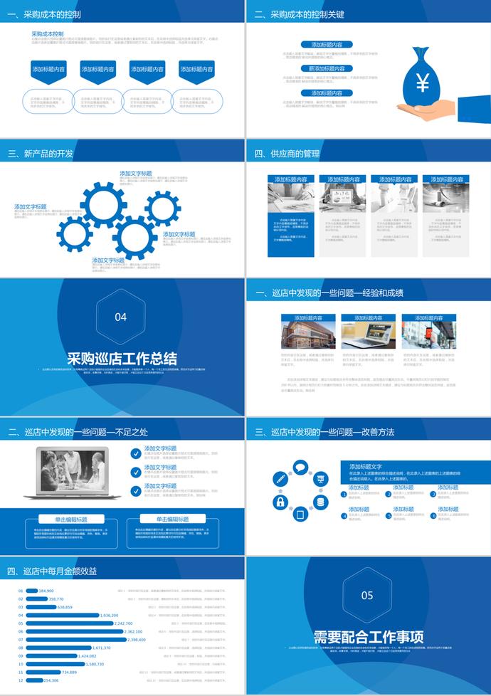 青蓝风采购月报汇报总结PPT模板-2