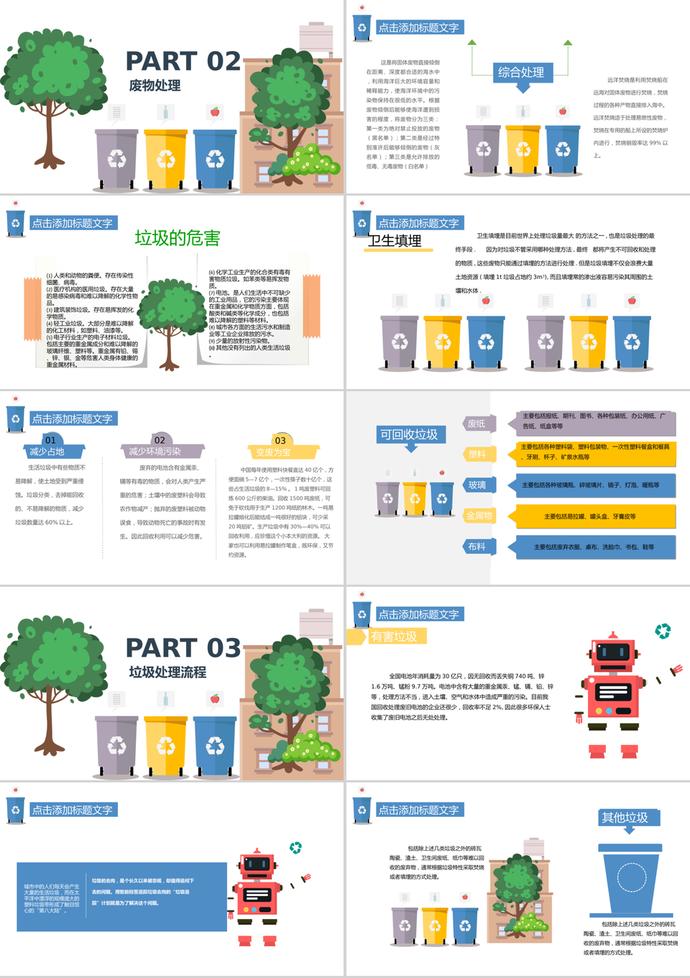 简易卡通风格垃圾分类培训课件PPT模板-1