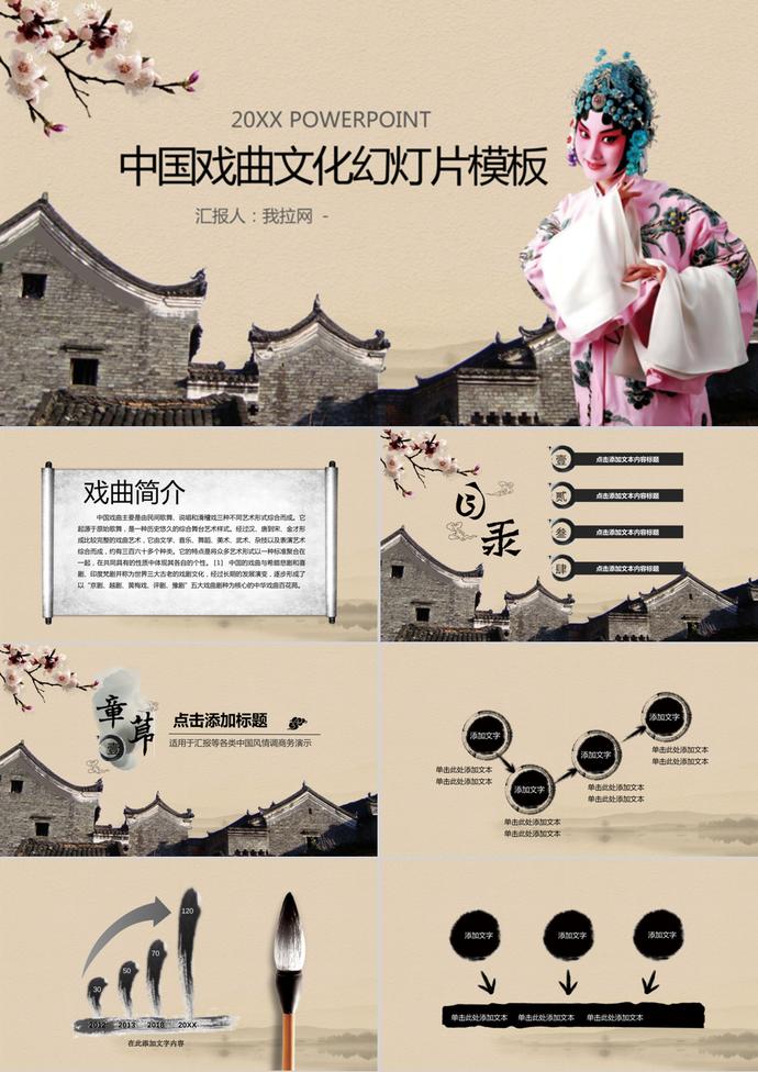 古典风格的中国戏曲文化PPT模板