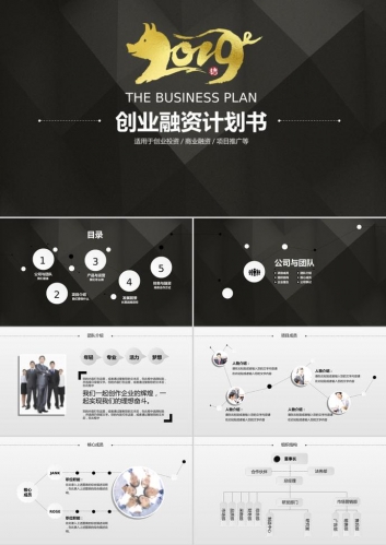 黑金2019商业融资计划书PPT模板