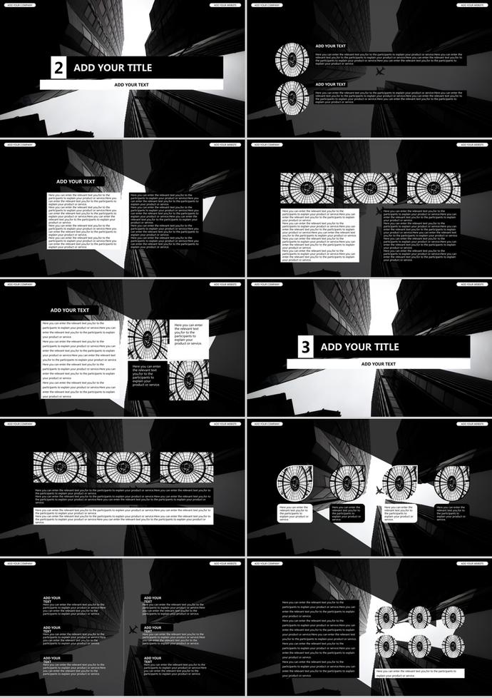 黑白个性商业建筑背景的图片排版PPT模板-1