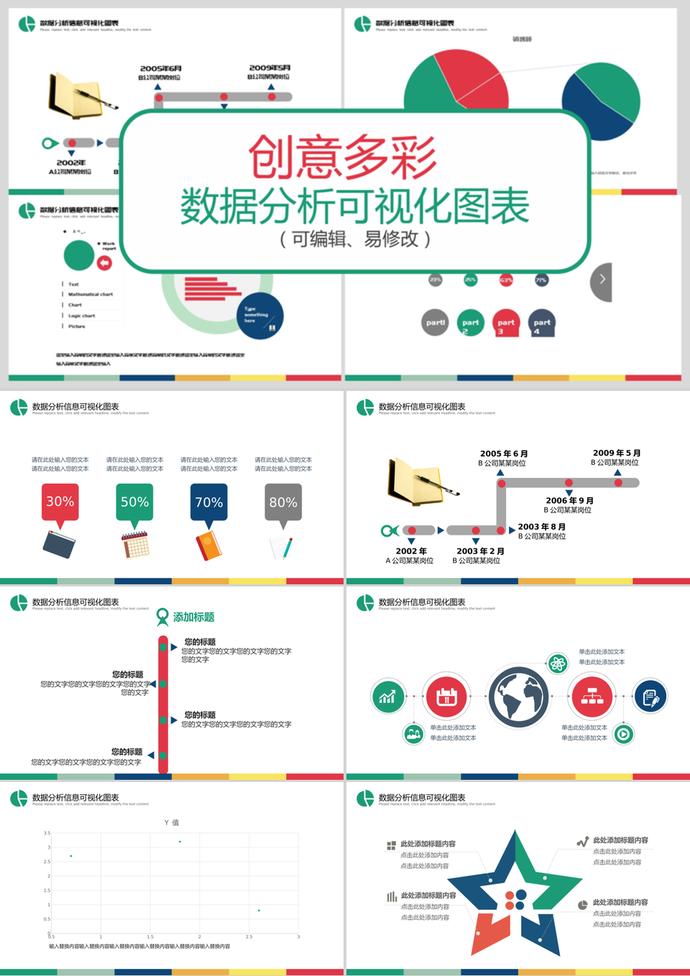 创意多彩数据分析可视化PPT图表