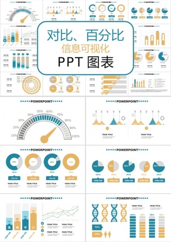 简约时尚风对比百分比信息可视化PPT图表