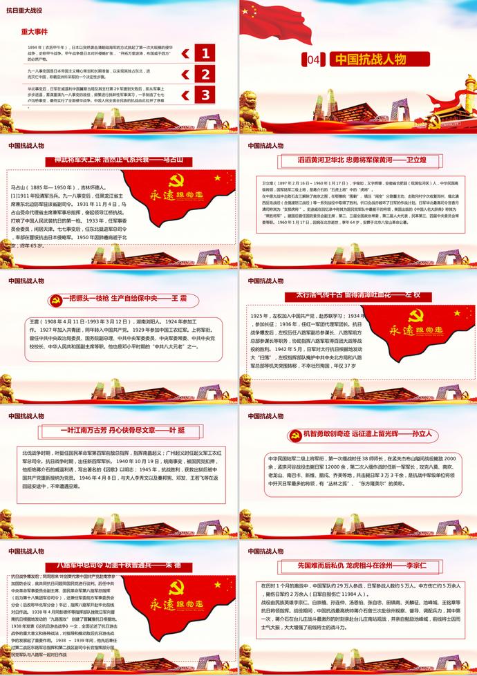 党政风中国抗战胜利主题PPT模板-2
