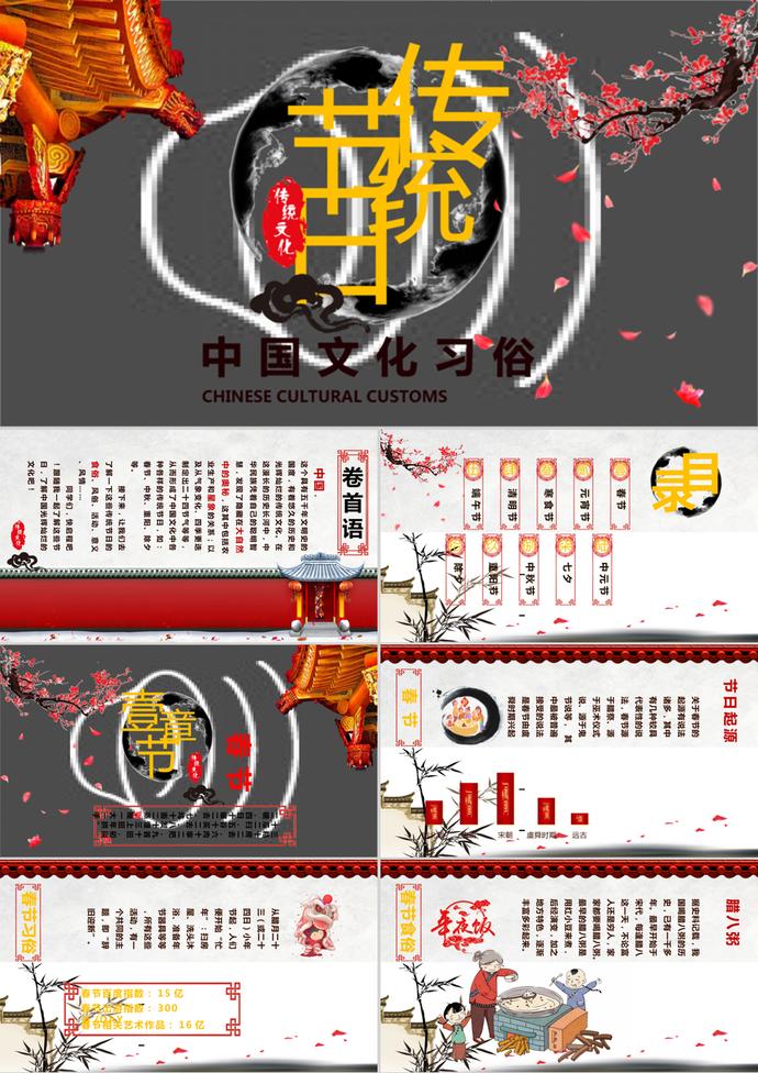中国文化之传统节日详细介绍ppt模板
