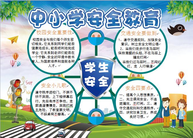 2019通用中小学学生安全教育手抄报wps