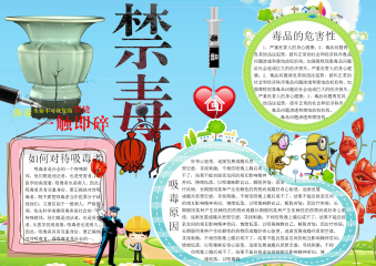 蓝色简约禁毒手抄报